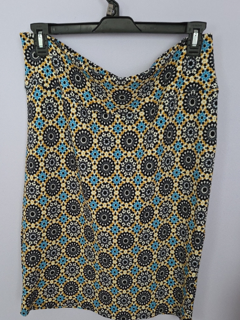 LuLaRoe Blue, Yellow & Black Geometric Pencil Skirt